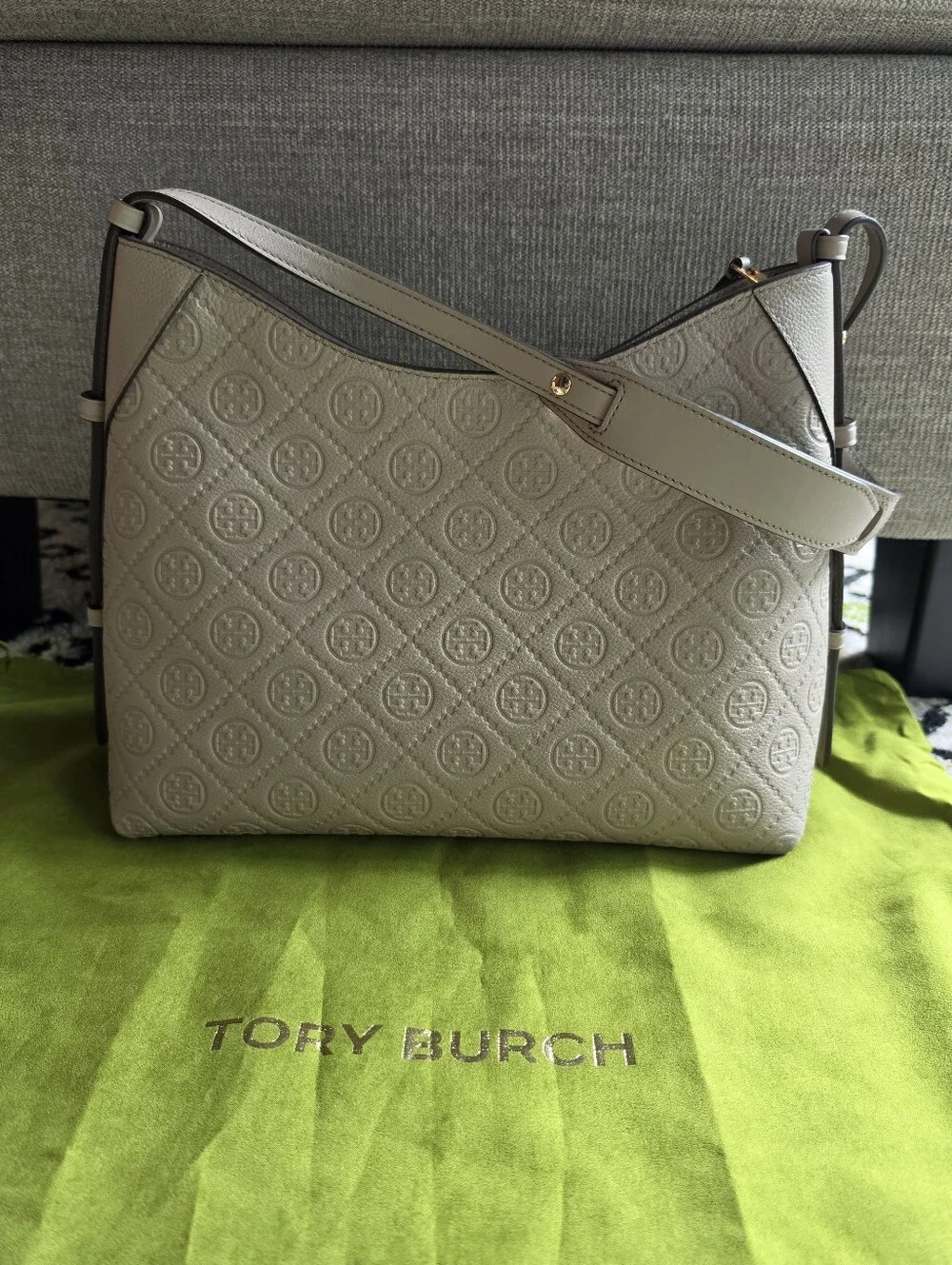 Tory Burch T Monogram Pebbled Medium Shoulder Bag Fresh Clay